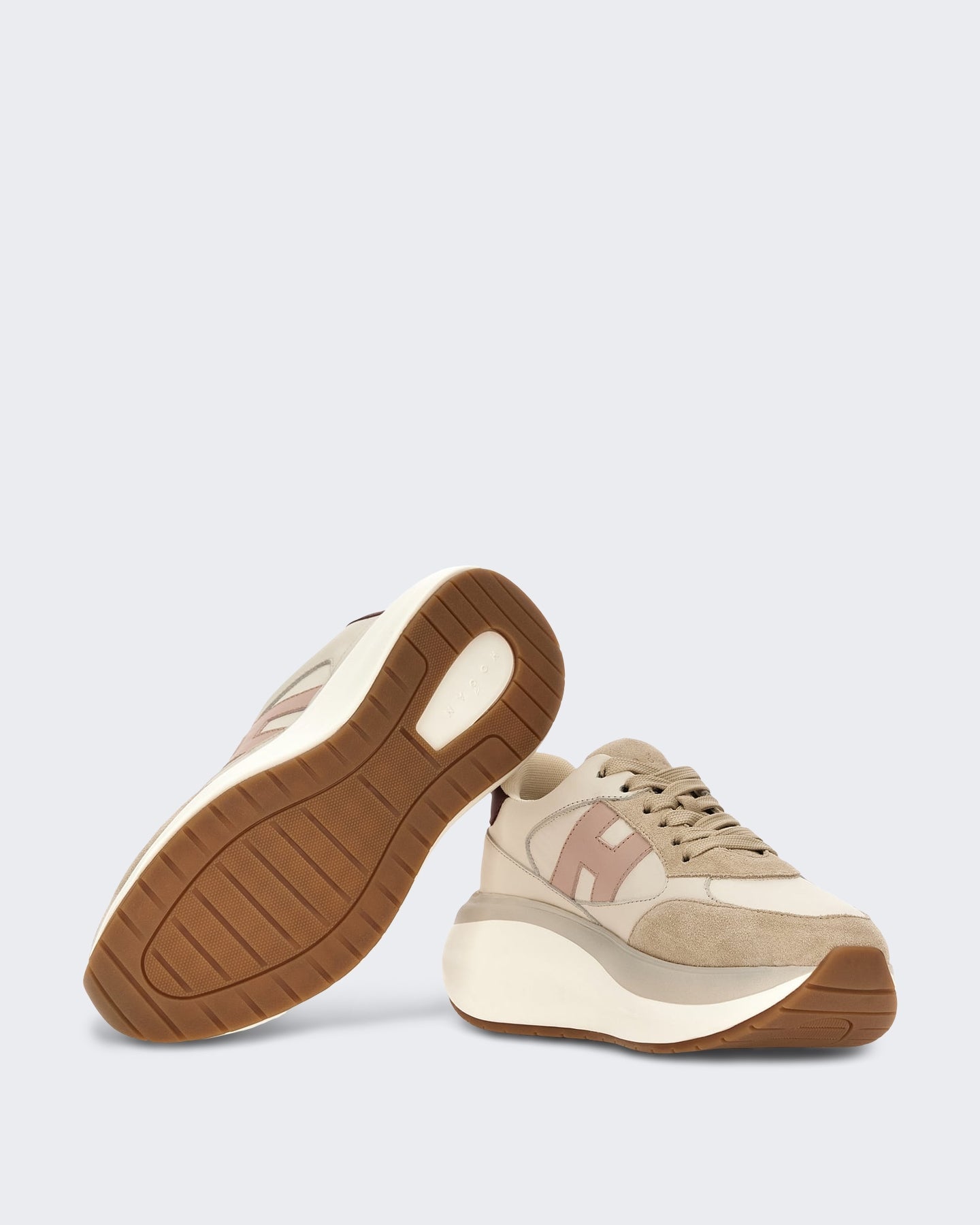 Hogan Dames Veterschoenen met H-detail Beige - Eleganza.nl