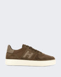 Hogan Men's H668 Lace-up Sneaker with H-band Detail Brown — huidige kleur