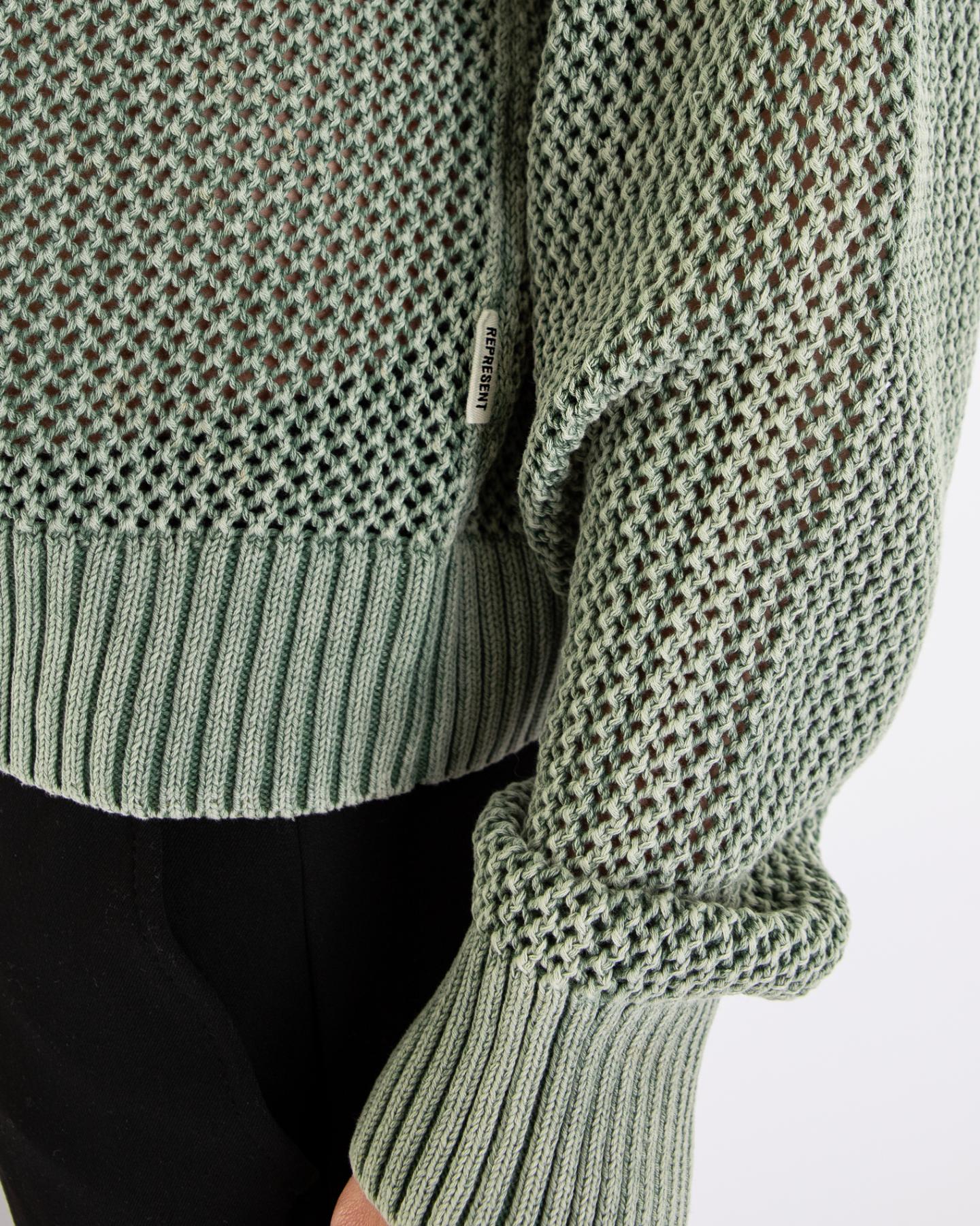 Heren Open Gauge Knit Sweater Groen