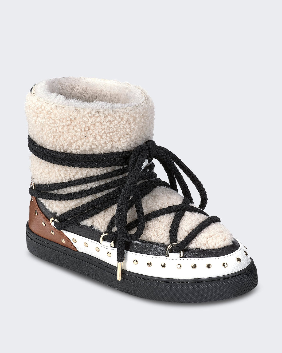 Inuikii Dames Laars met krullend textuur Creme - Eleganza.nl