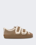 Women's Lage Boot met shearling en klittenband Beige — huidige kleur