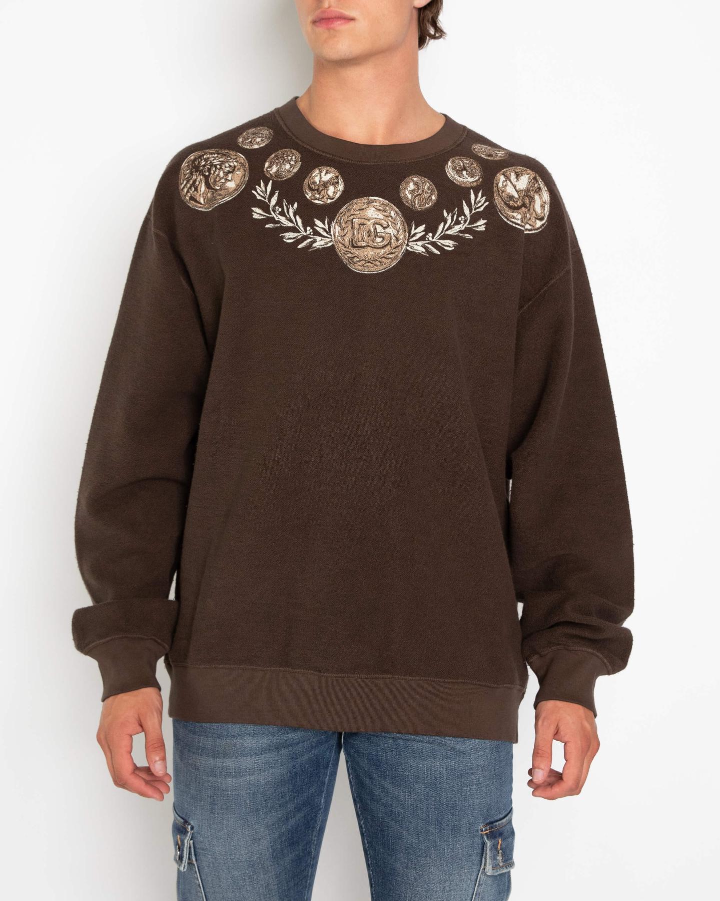 Men Coin Print Inside-Out Brown