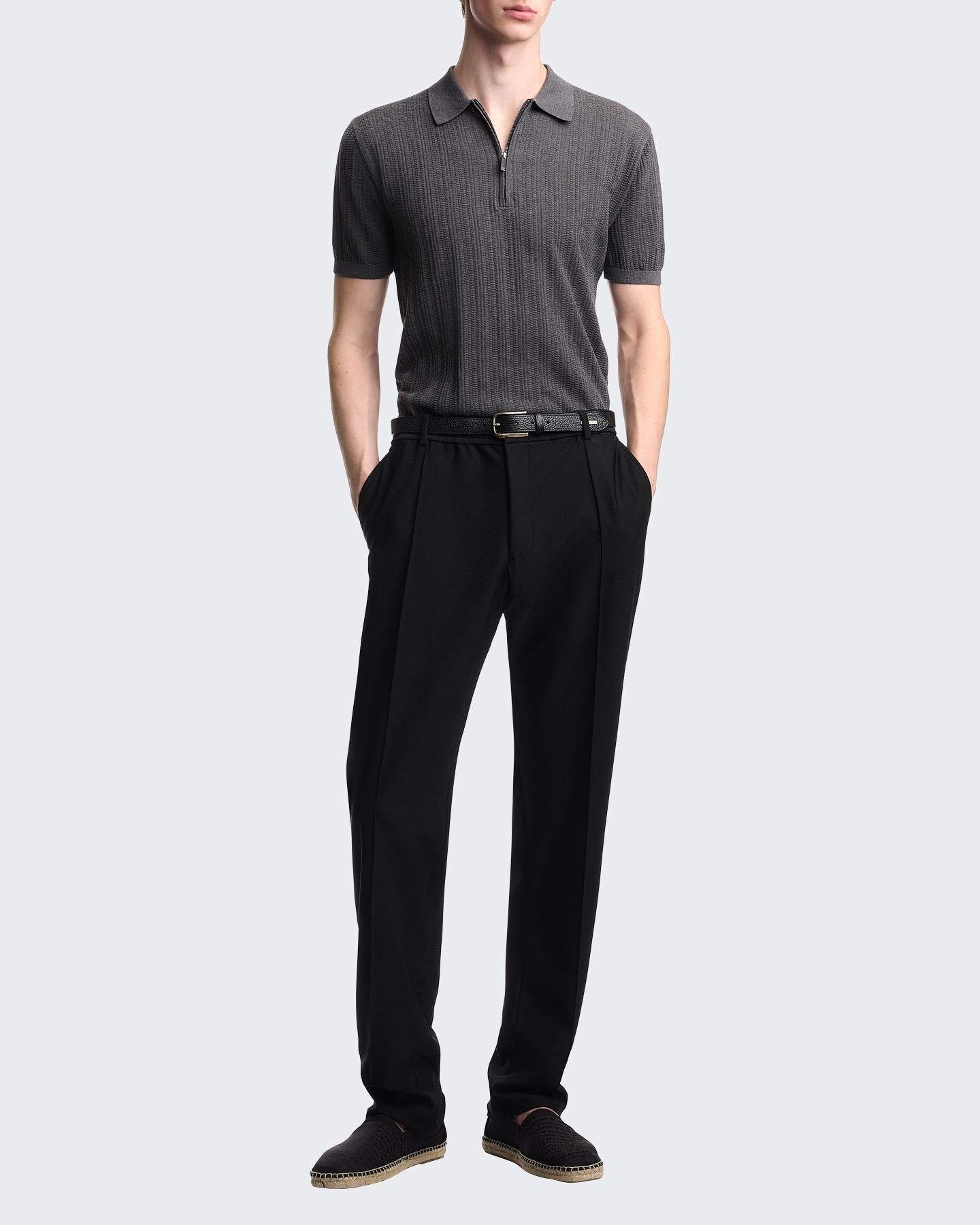 Heren Vertical Tuck Stitch Grijs