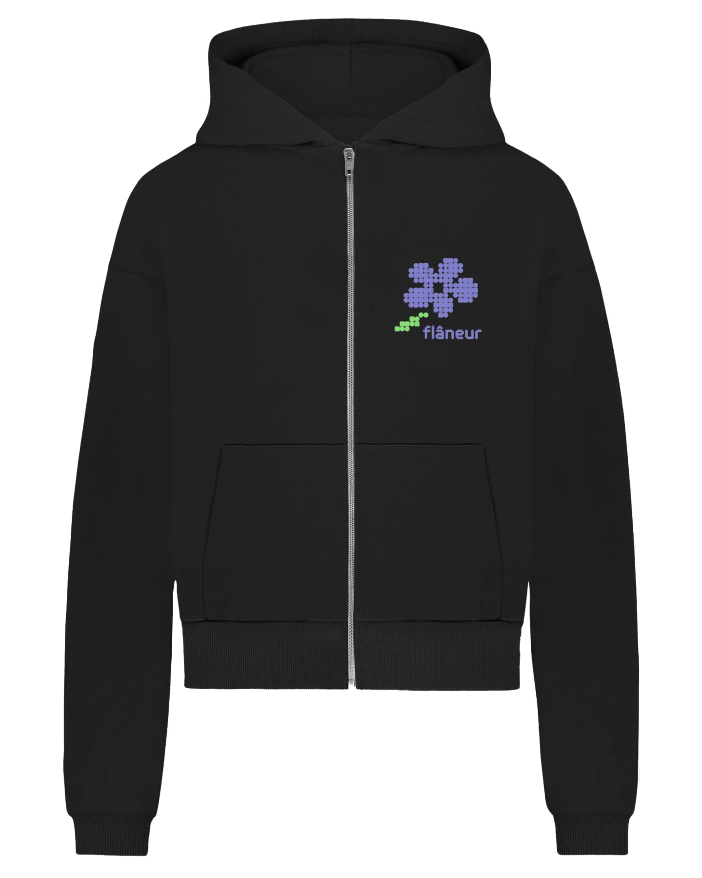 Heren Pixel Flower Zip-Up Zwart