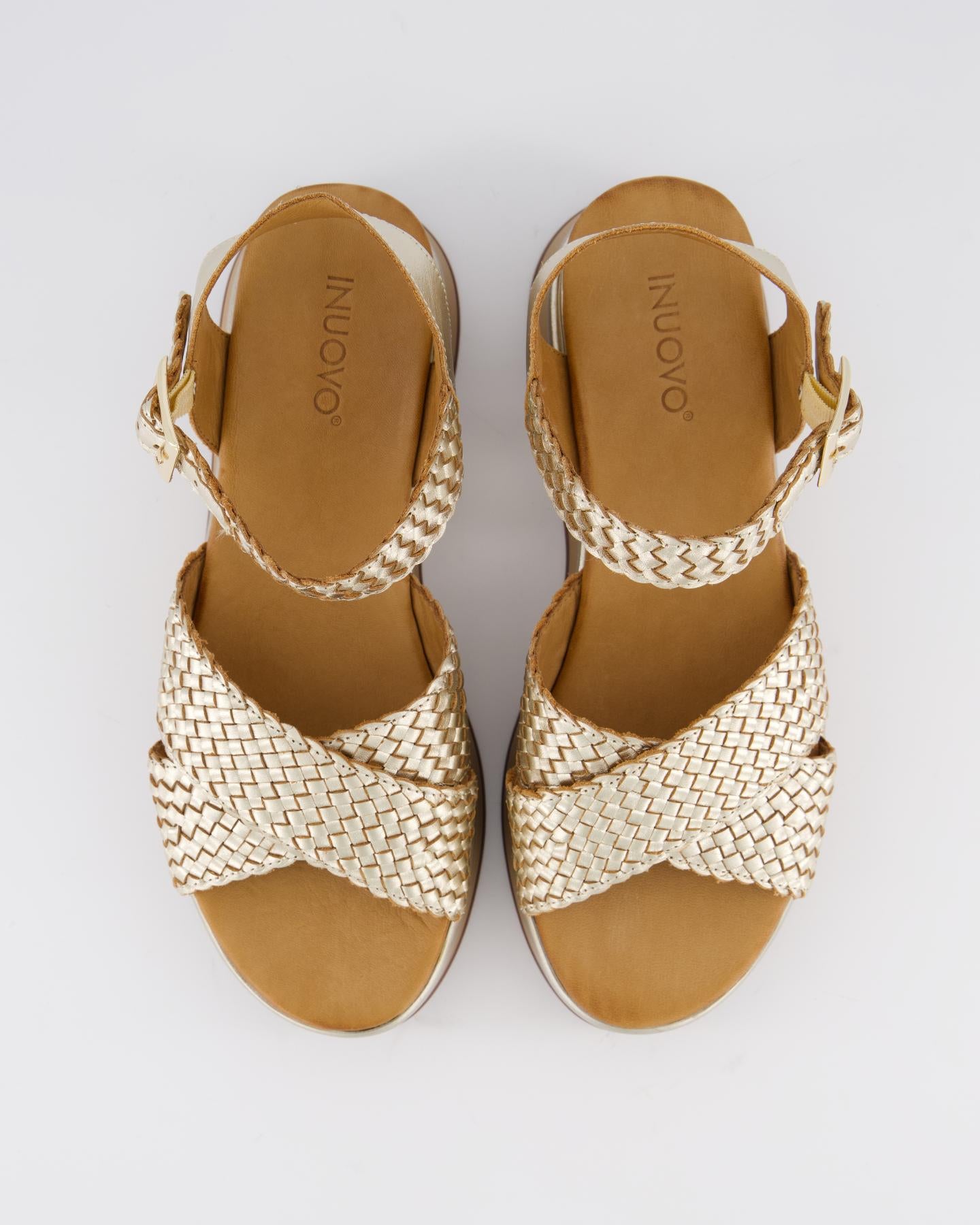 Dames Braided Strap Sandaal Metallic