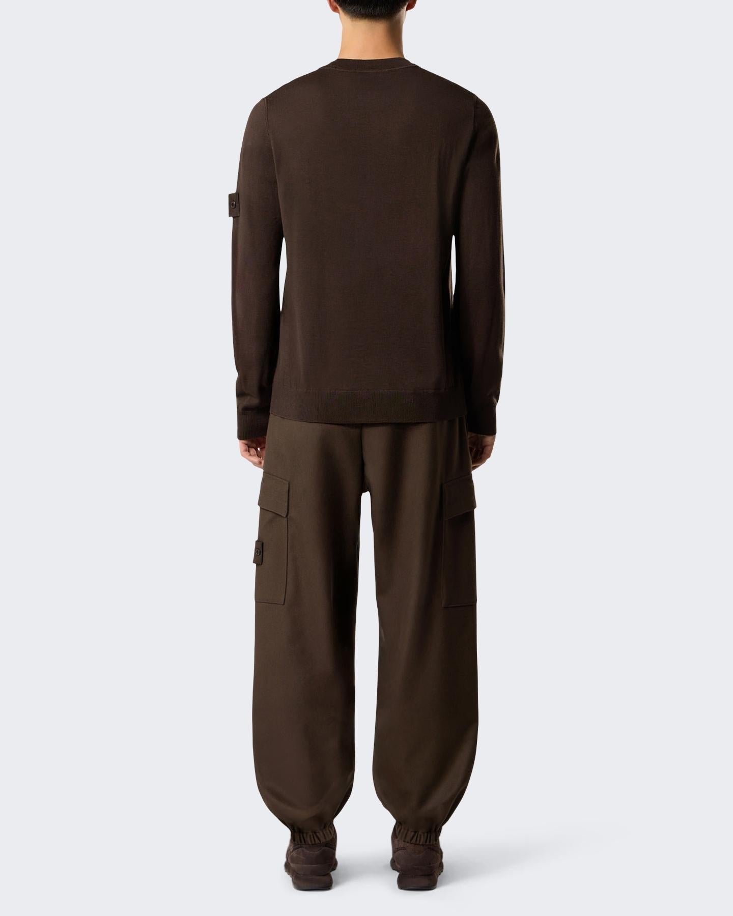 Heren Logo Patch Sweater Wool Bruin