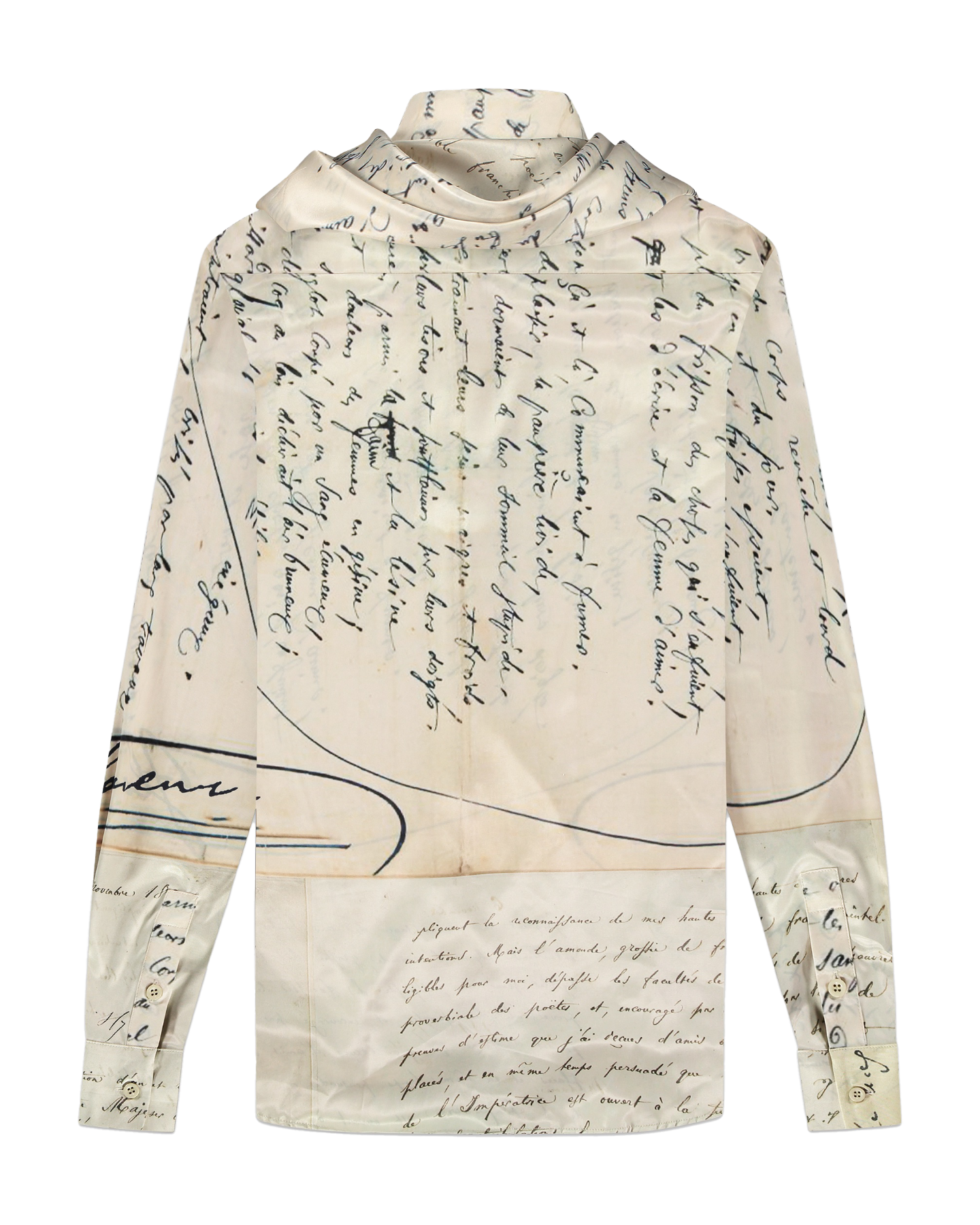 Heren Letter Viscose Shirt Beige