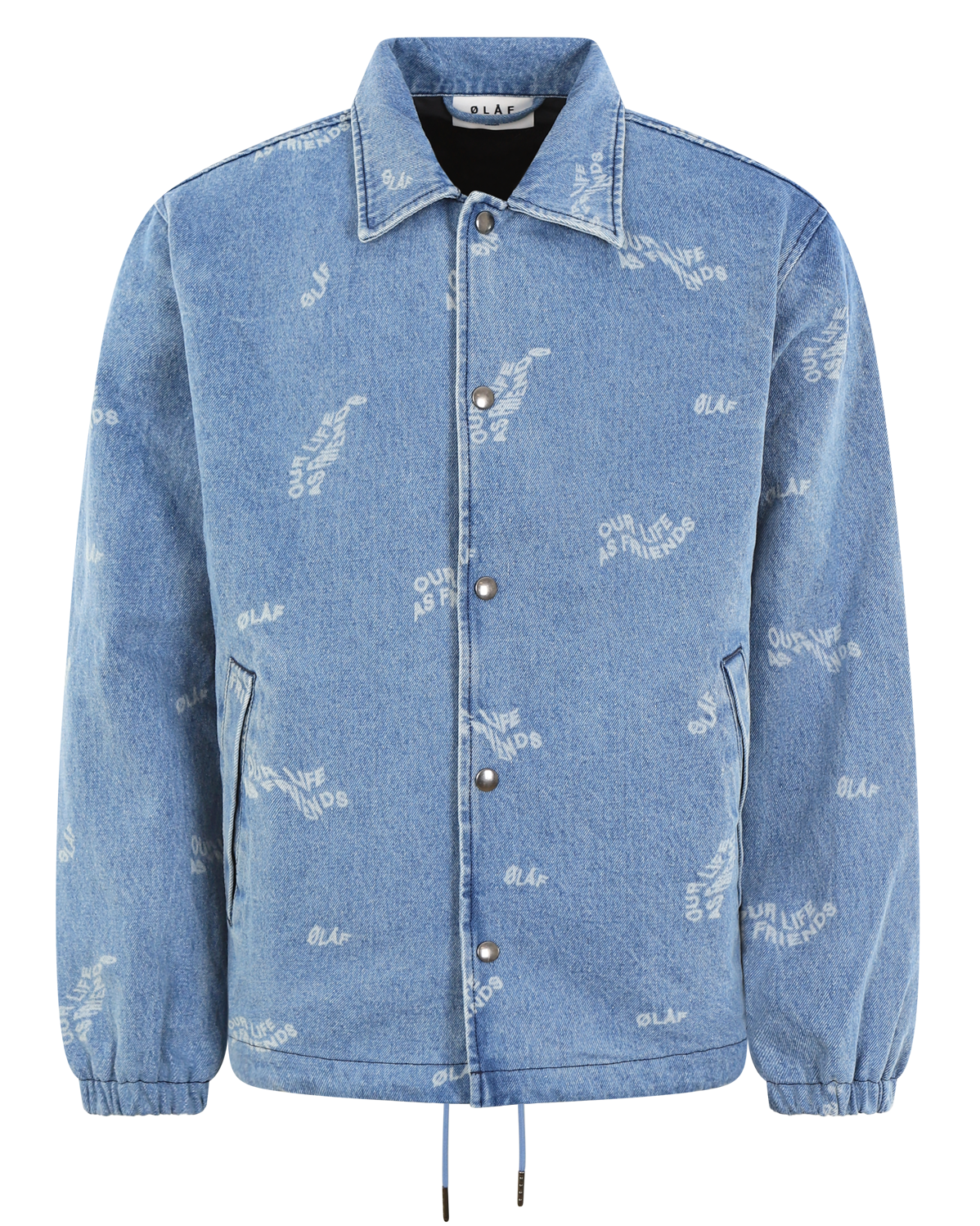 Men Wavy Aop Denim Coach Jacket