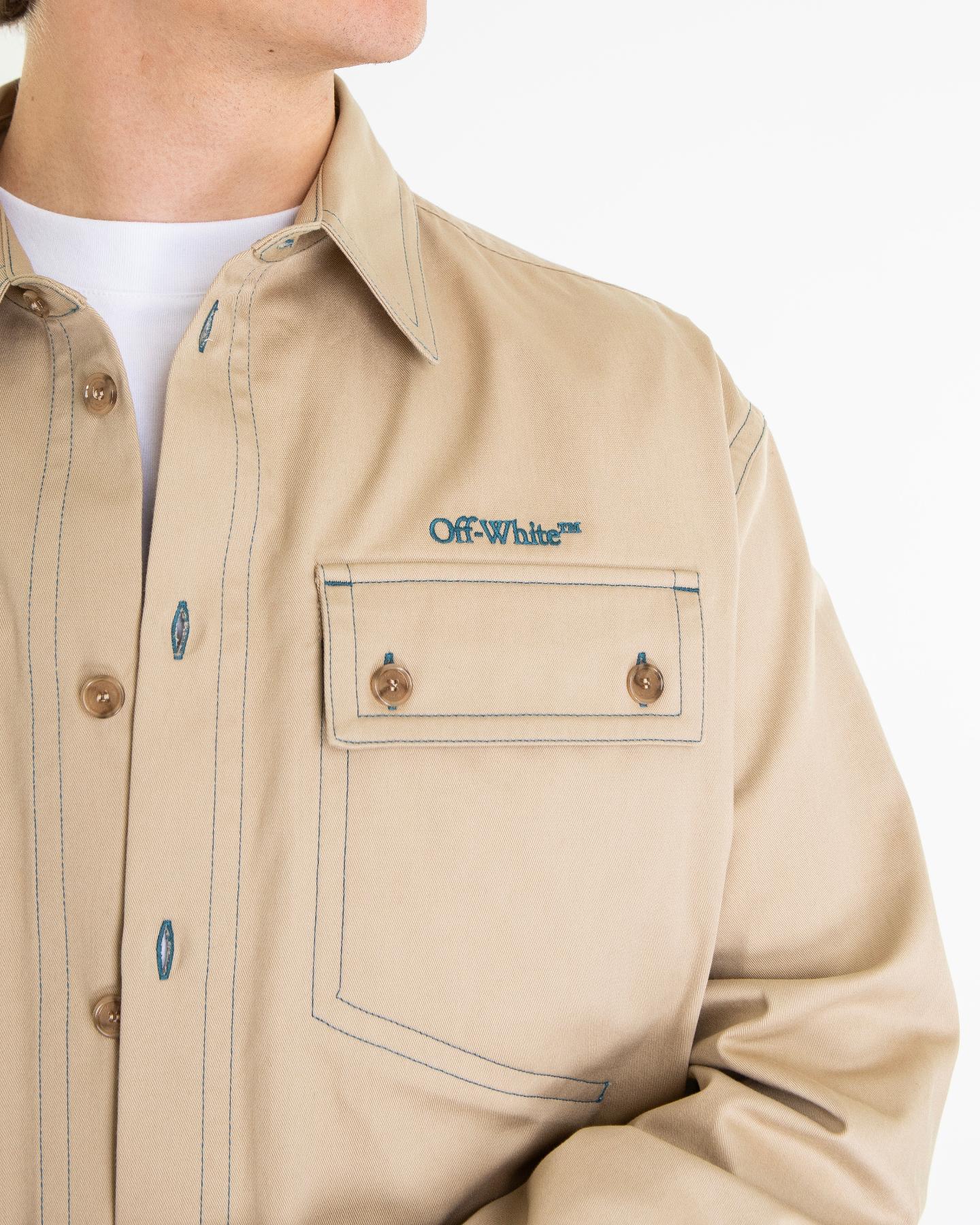 Heren Stitch Cotgab Overshirt Beige