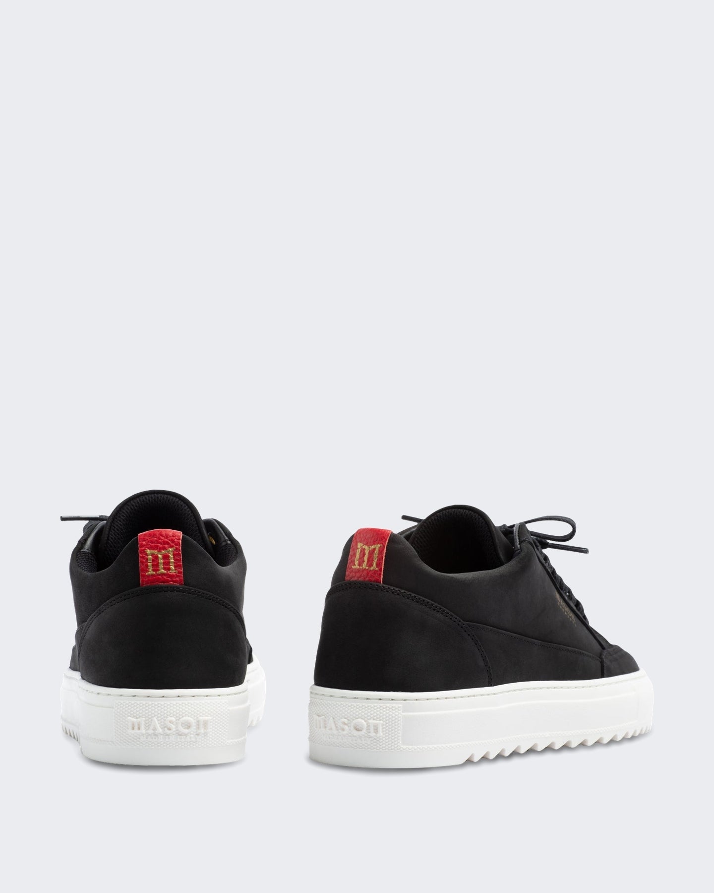 Mason Garments Heren Nubuck sneaker in zwart met witte details - Eleganza.nl