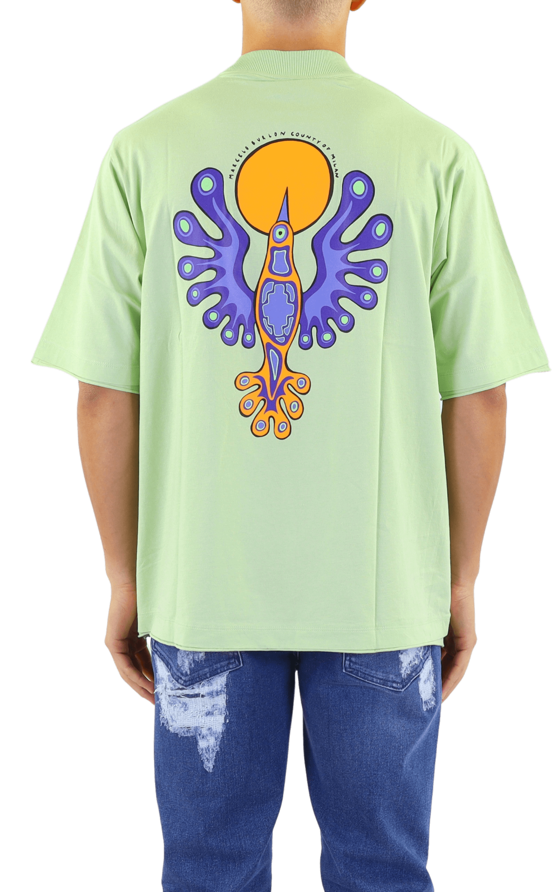 Men Sunset Bird DBL him over Tee