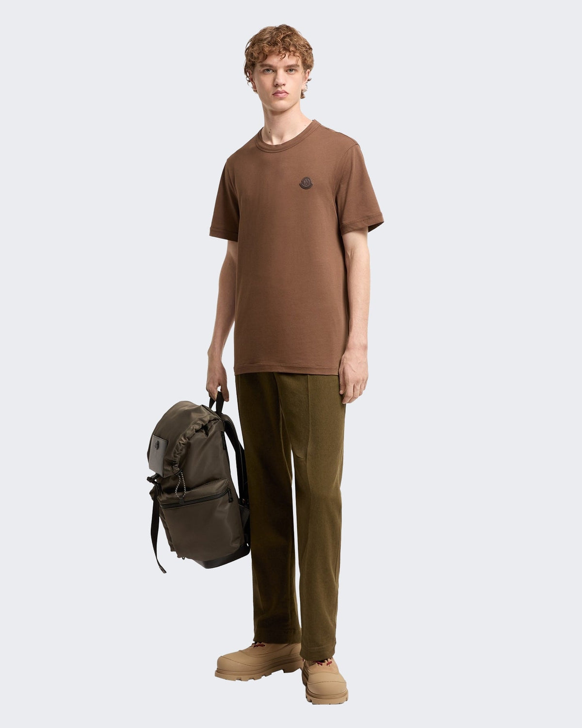 Moncler Heren T-shirt met korte mouwen Bruin - Eleganza.nl