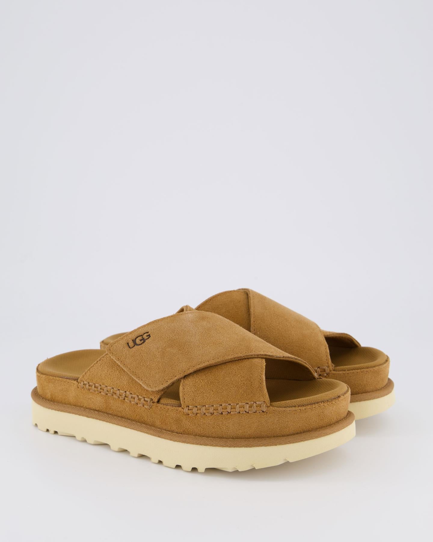 Women Goldenstar Cross Slide Chestnut