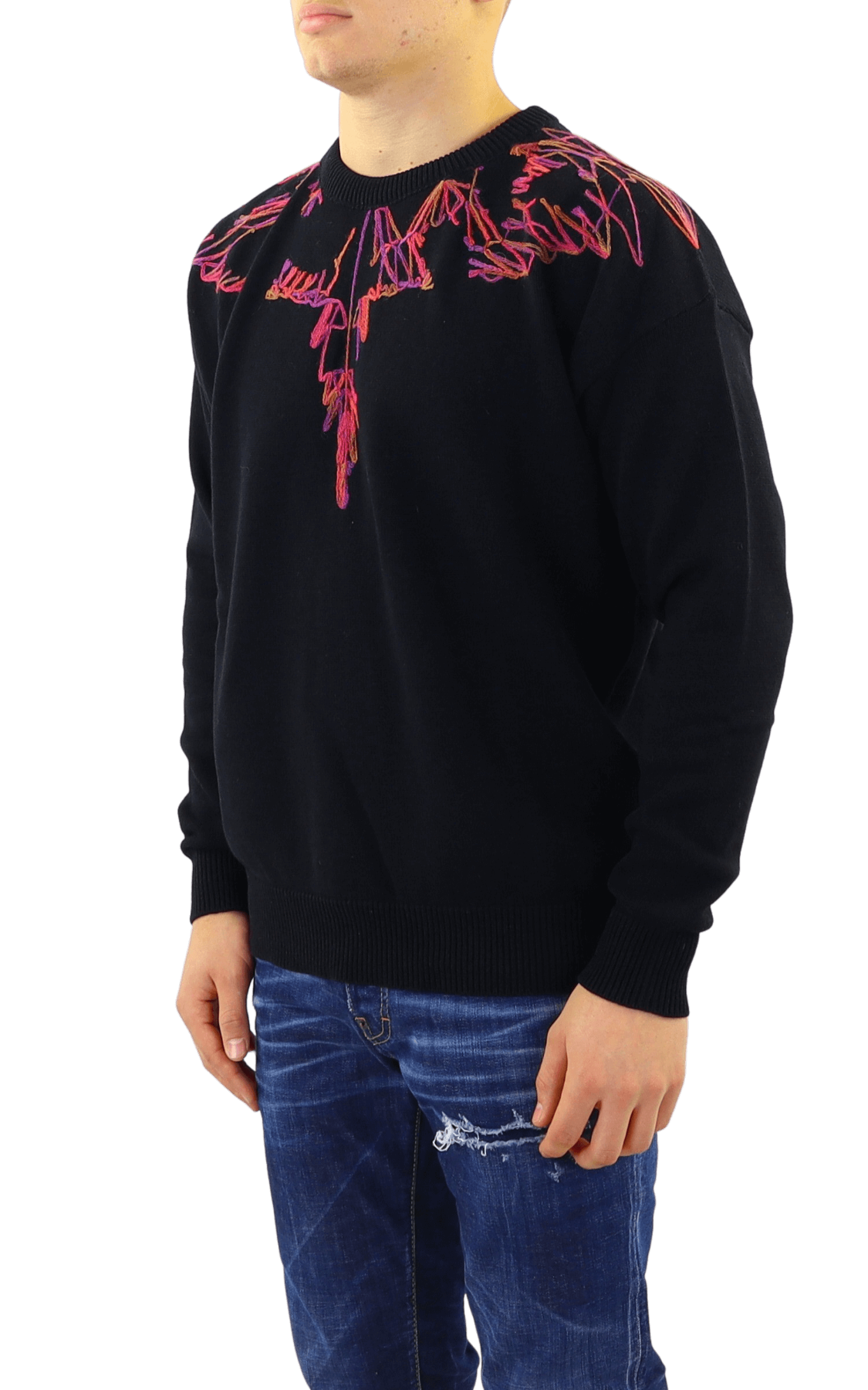 Men Wings Knit Relax Slim Crew