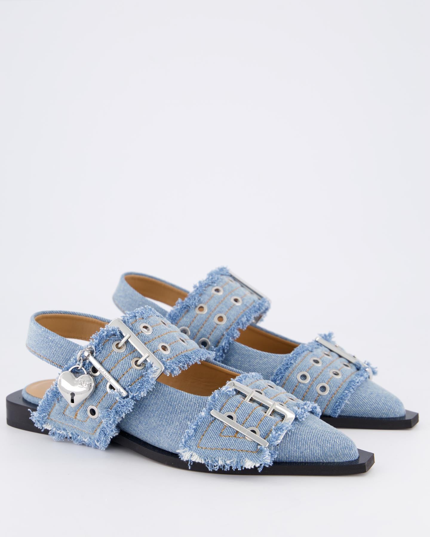 Dames Chunky Buckle Ballerina Blauw