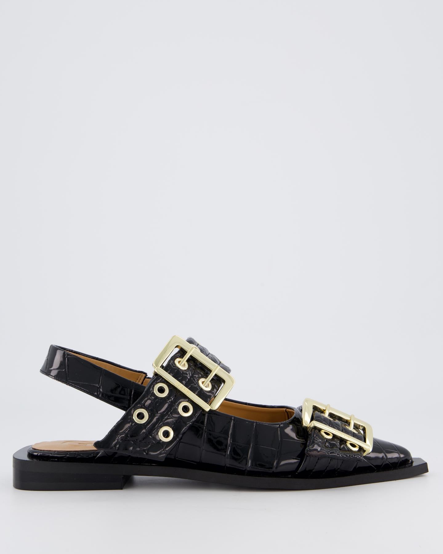 Women's Chunky Buckle Ballerina Croco