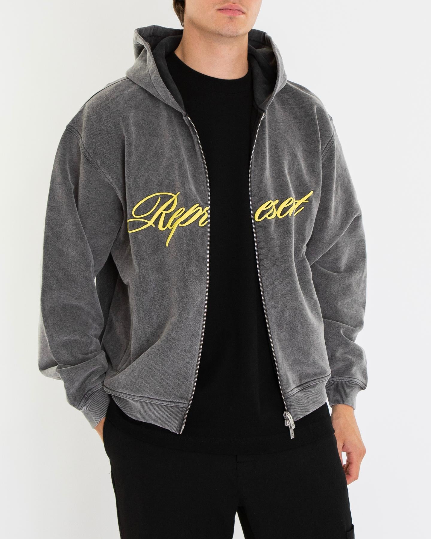 Heren Script Logo Zip Hoodie