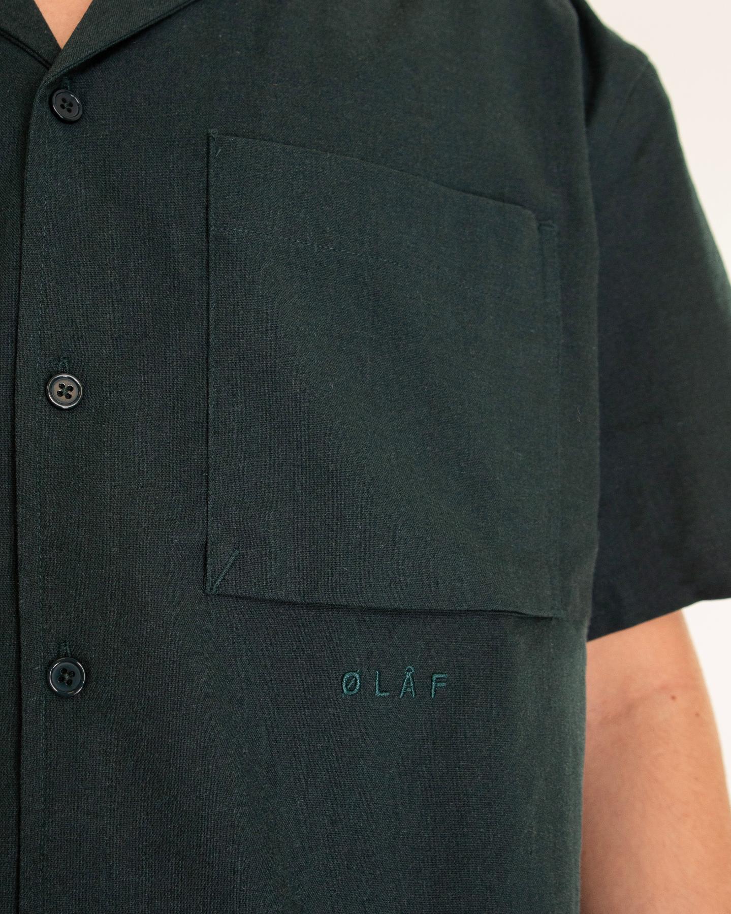 Olaf Hussein Heren Linen Camp Shirt Groen - Eleganza.nl