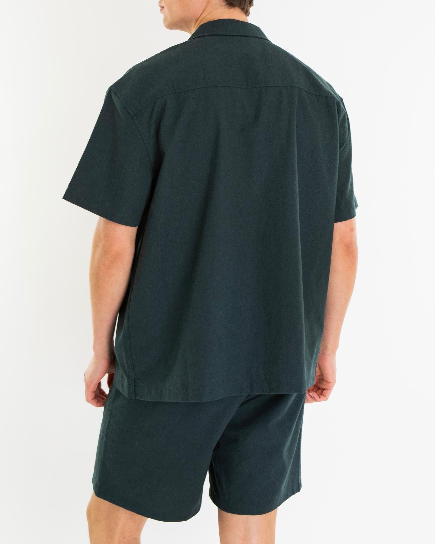 Olaf Hussein Heren Linen Camp Shirt Groen - Eleganza.nl
