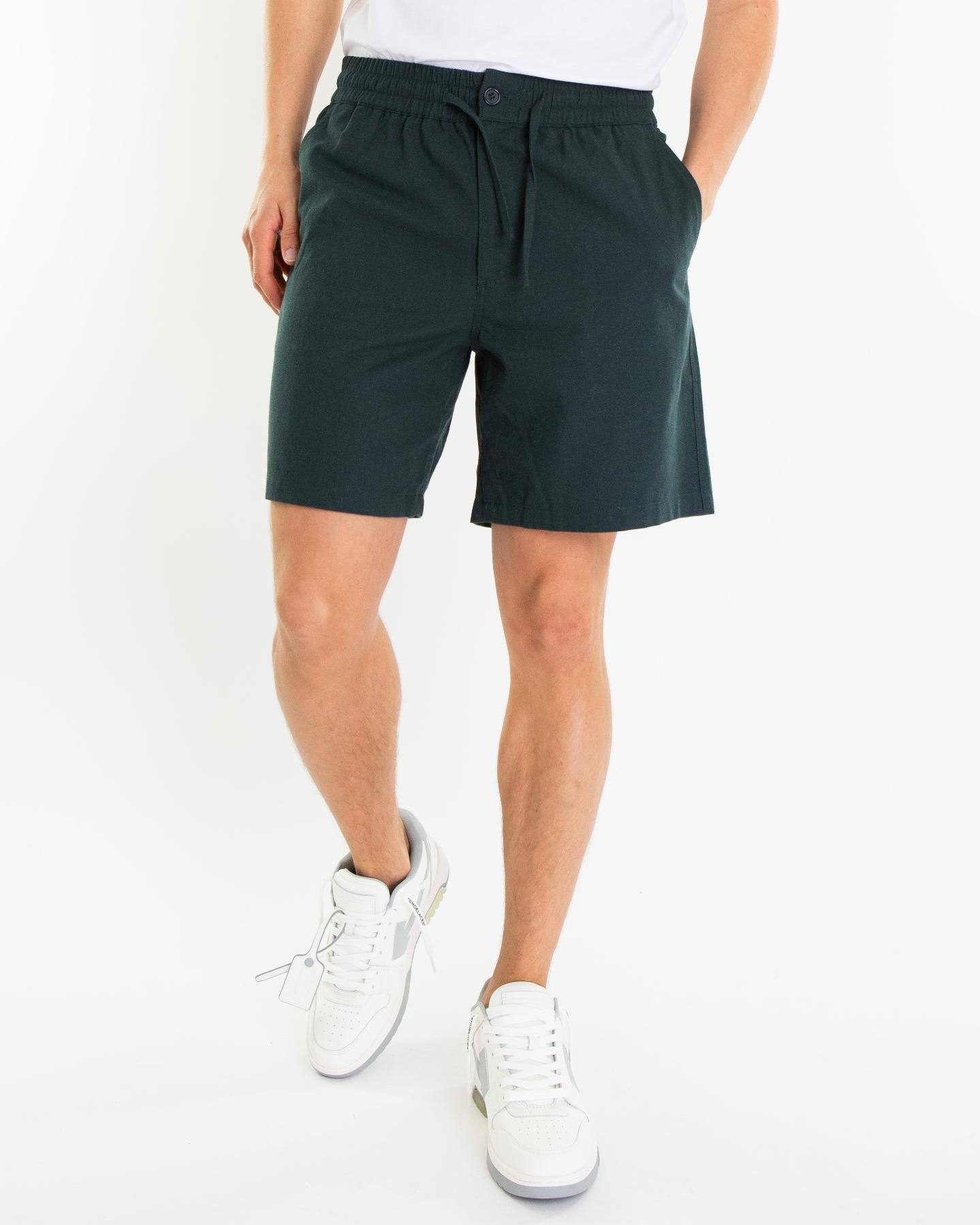 Olaf Hussein Heren Linen Shorts Groen - Eleganza.nl
