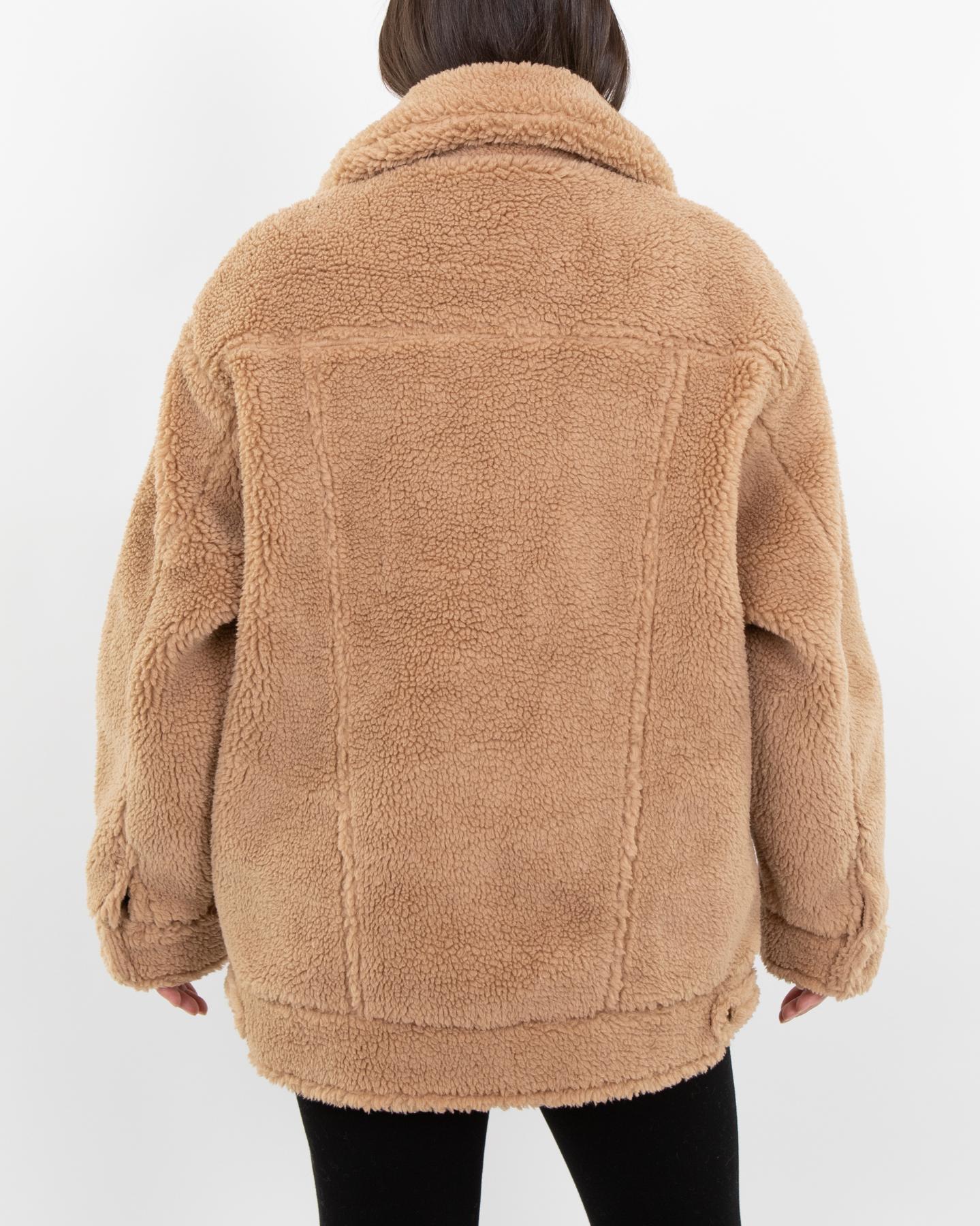 Women Sherpa Trucker Jacket Camel