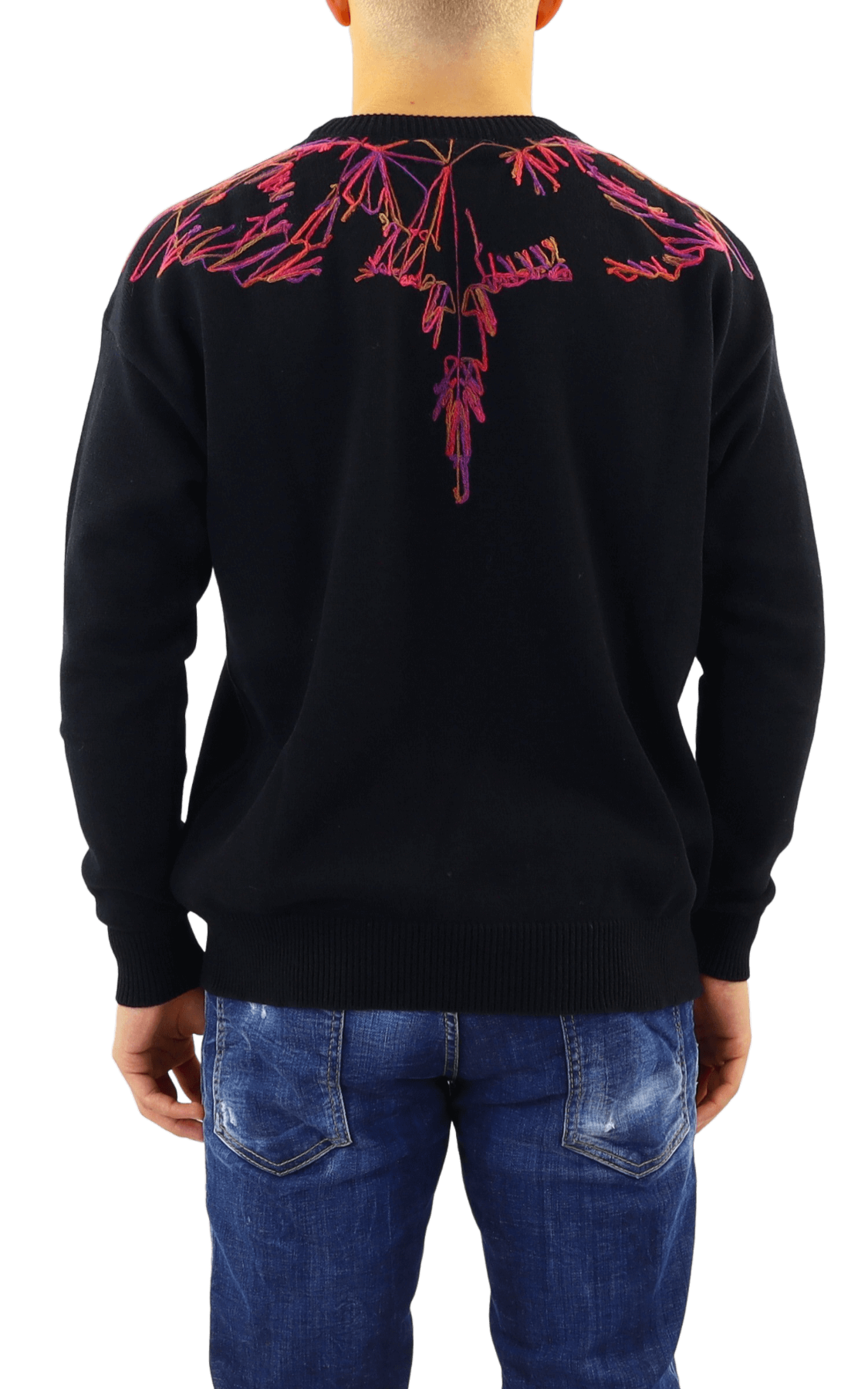 Men Wings Knit Relax Slim Crew