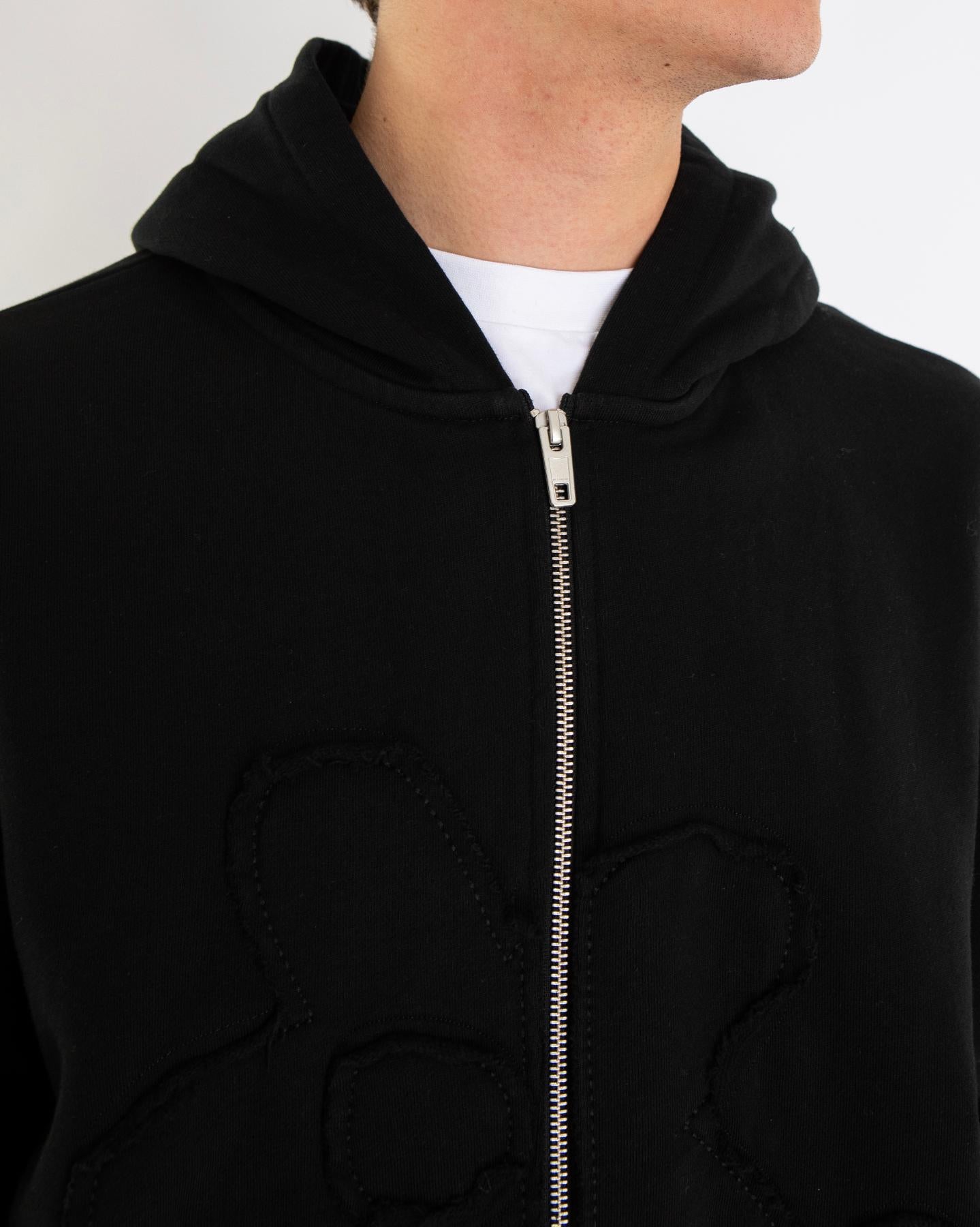 Heren Blossom Patches Zip-Up Zwart