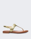 Michael Kors Women's Mandy Thong Sandal Metallic Gold — huidige kleur