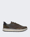 Men's Leren sneaker met multicolor details Brown — huidige kleur