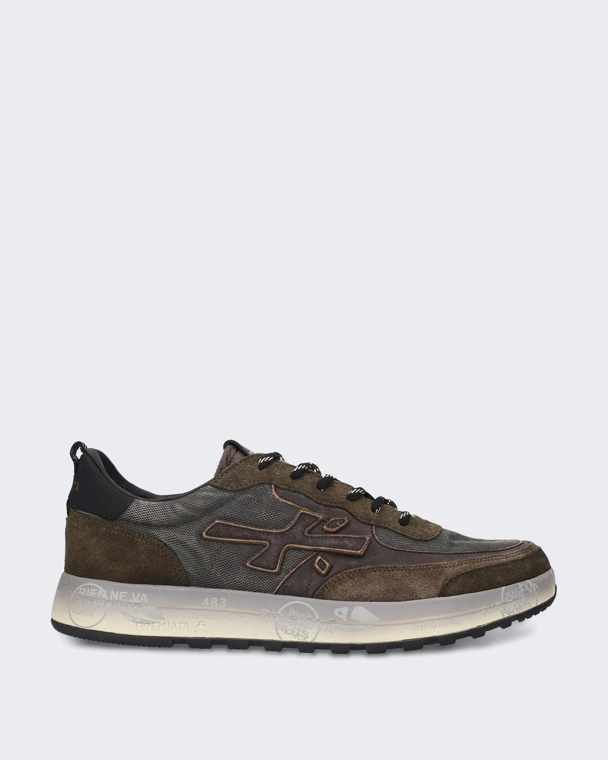 Premiata Heren Leren sneaker met multicolor details Bruin - Eleganza.nl