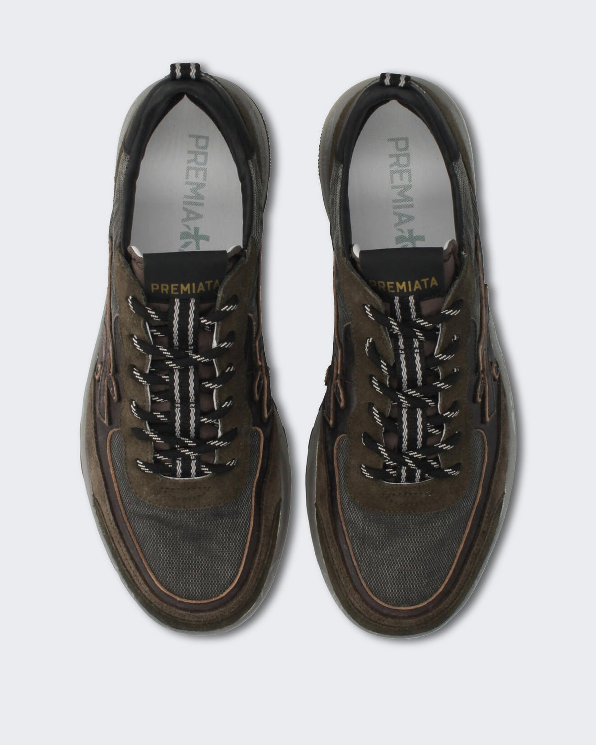 Premiata Heren Leren sneaker met multicolor details Bruin - Eleganza.nl