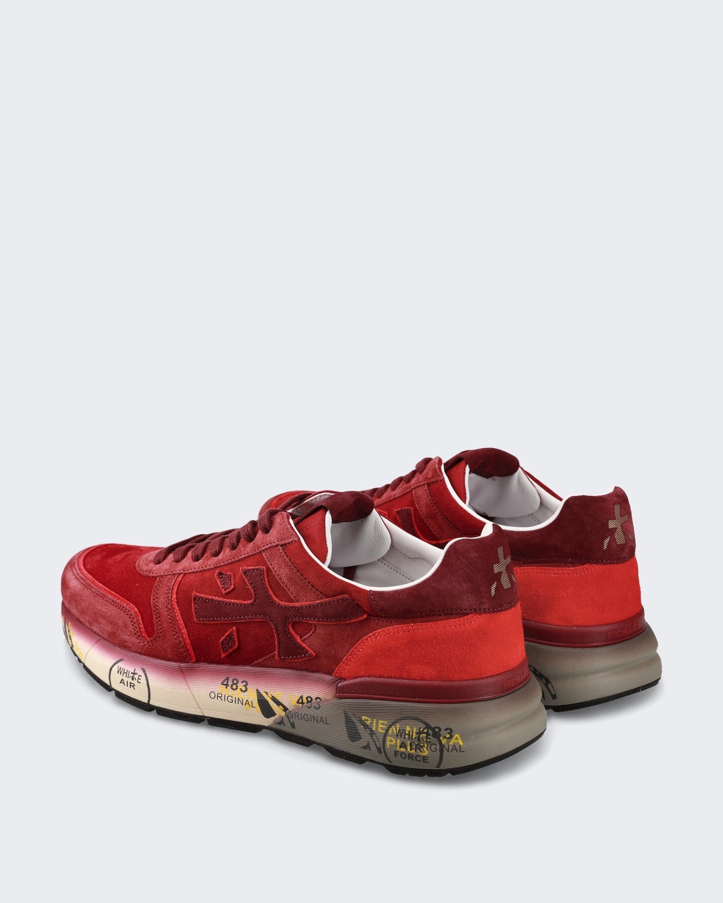 Premiata Heren Leren sneaker met vetersluiting Rood - Eleganza.nl
