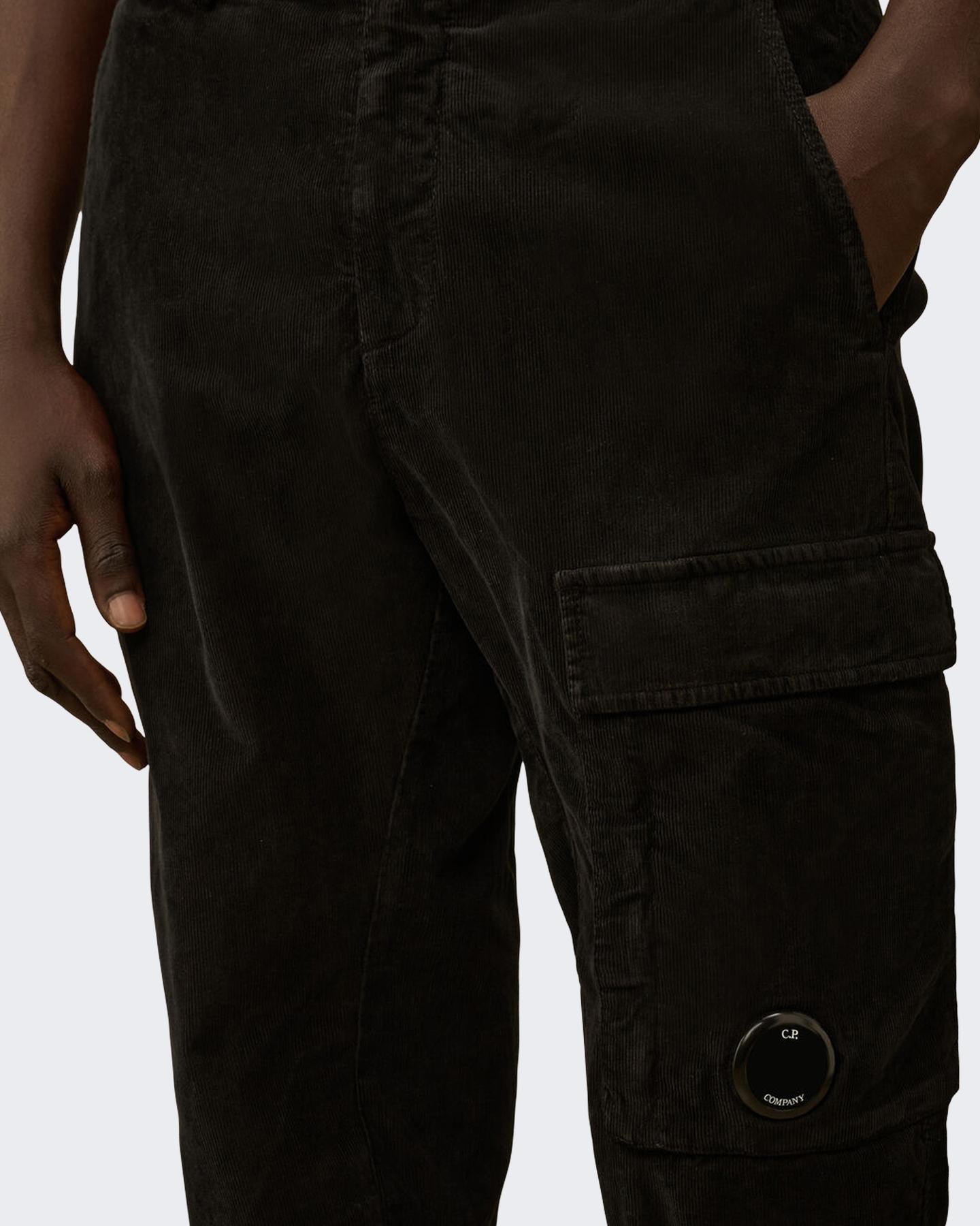 Heren Curduroy Cargo Pants Zwart
