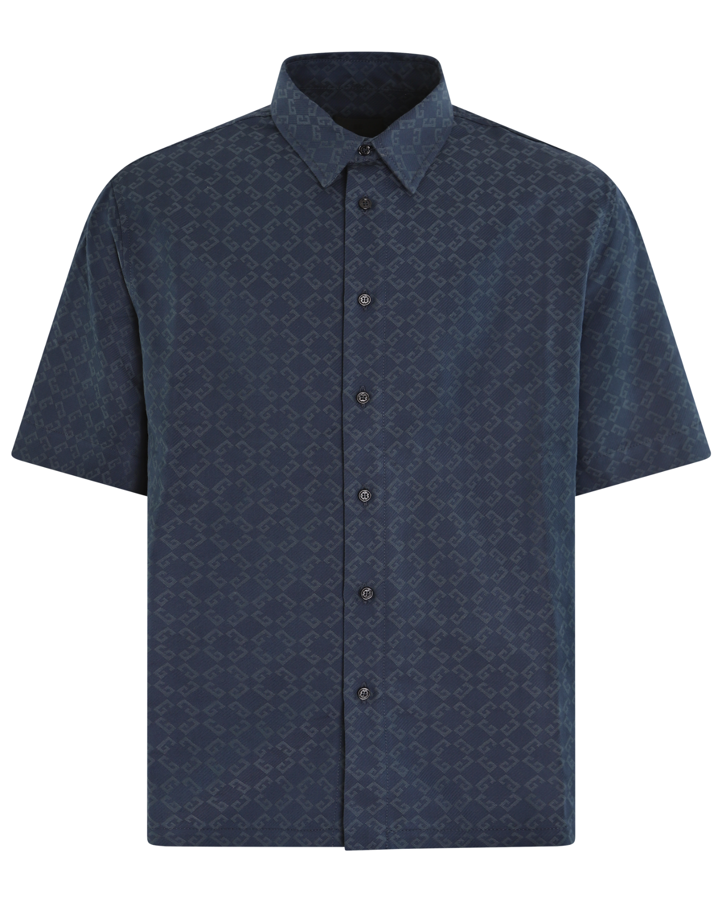 Heren Shiny Monogram Shirt Blauw
