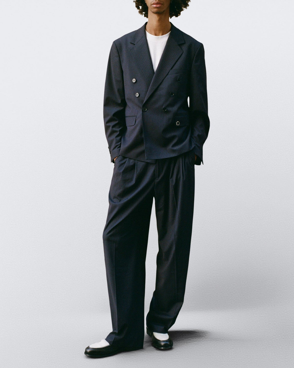Reternity Heren Tailored Baggy Pants Pinstripe Blue - Eleganza.nl