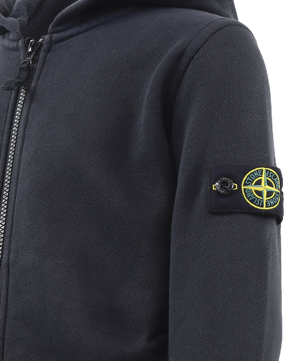Kids logo-patch zip-up hoodie black