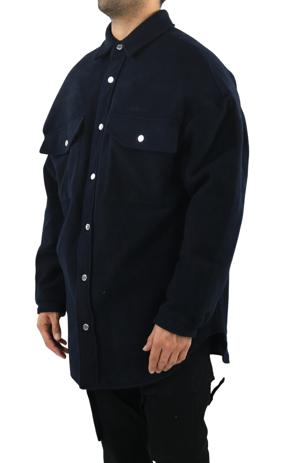 Men Oversized Shirt Coat Navy Blue