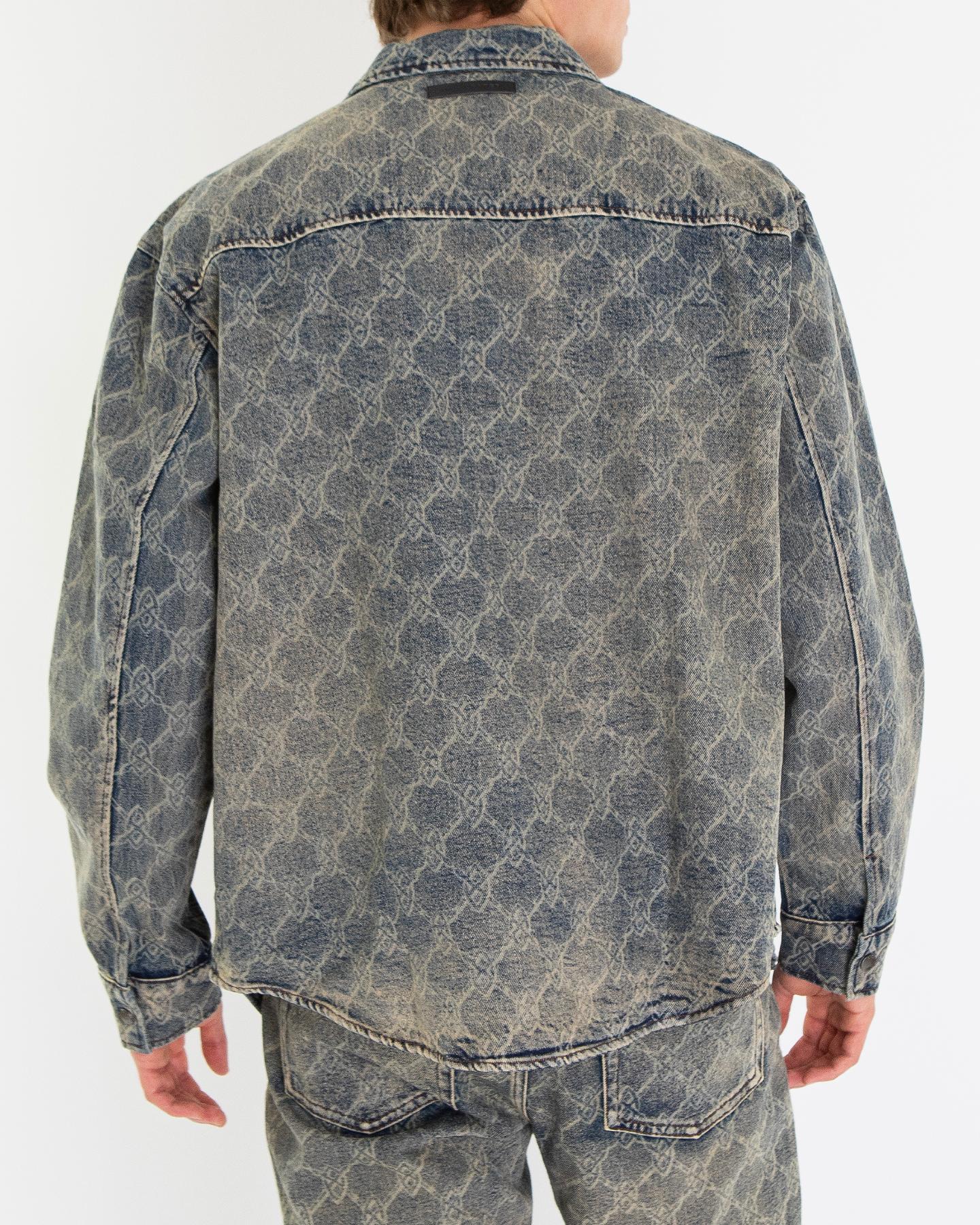 Heren Shield Laser Denim Shirt Grijs