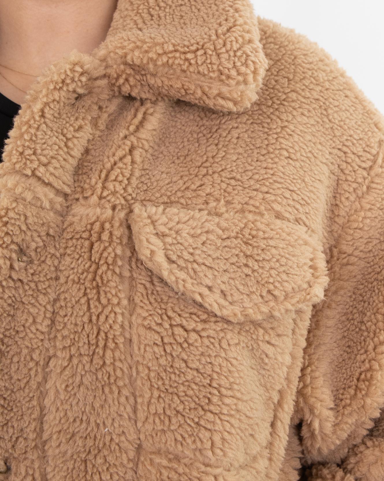 Women Sherpa Trucker Jacket Camel
