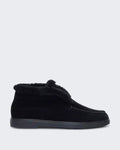 Santoni Black Leather Lace-up Boot Fortune Black