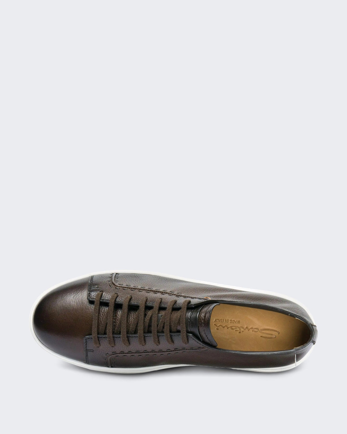 Santoni Heren Sneaker in bruin leer - Eleganza.nl