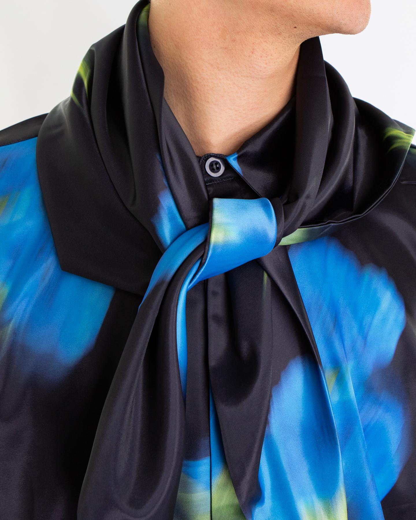 Heren Blurred Flower Shirt Zwart