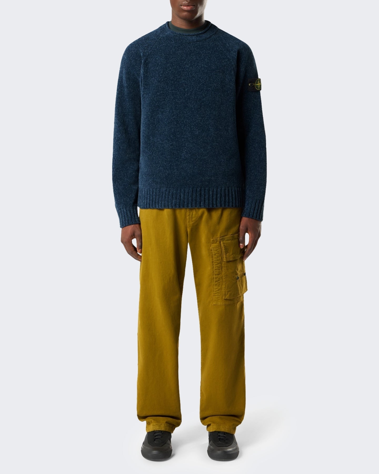 Stone Island Heren Crew Neck-Steel Blue Melange-V0m2b Blauw - Eleganza.nl