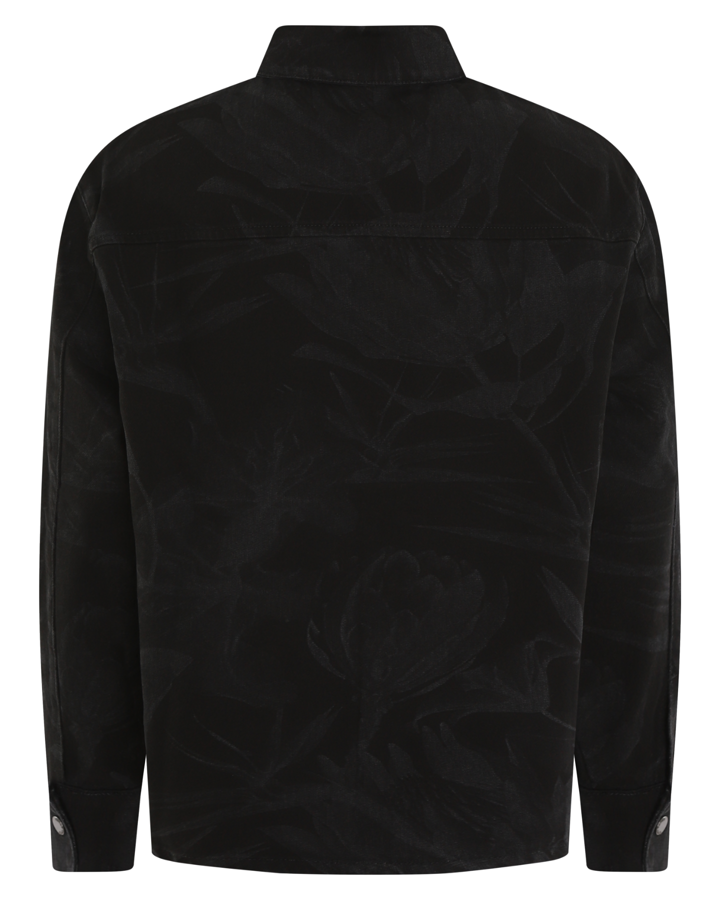 Heren Floral Lasar Demin Shirt Zwart