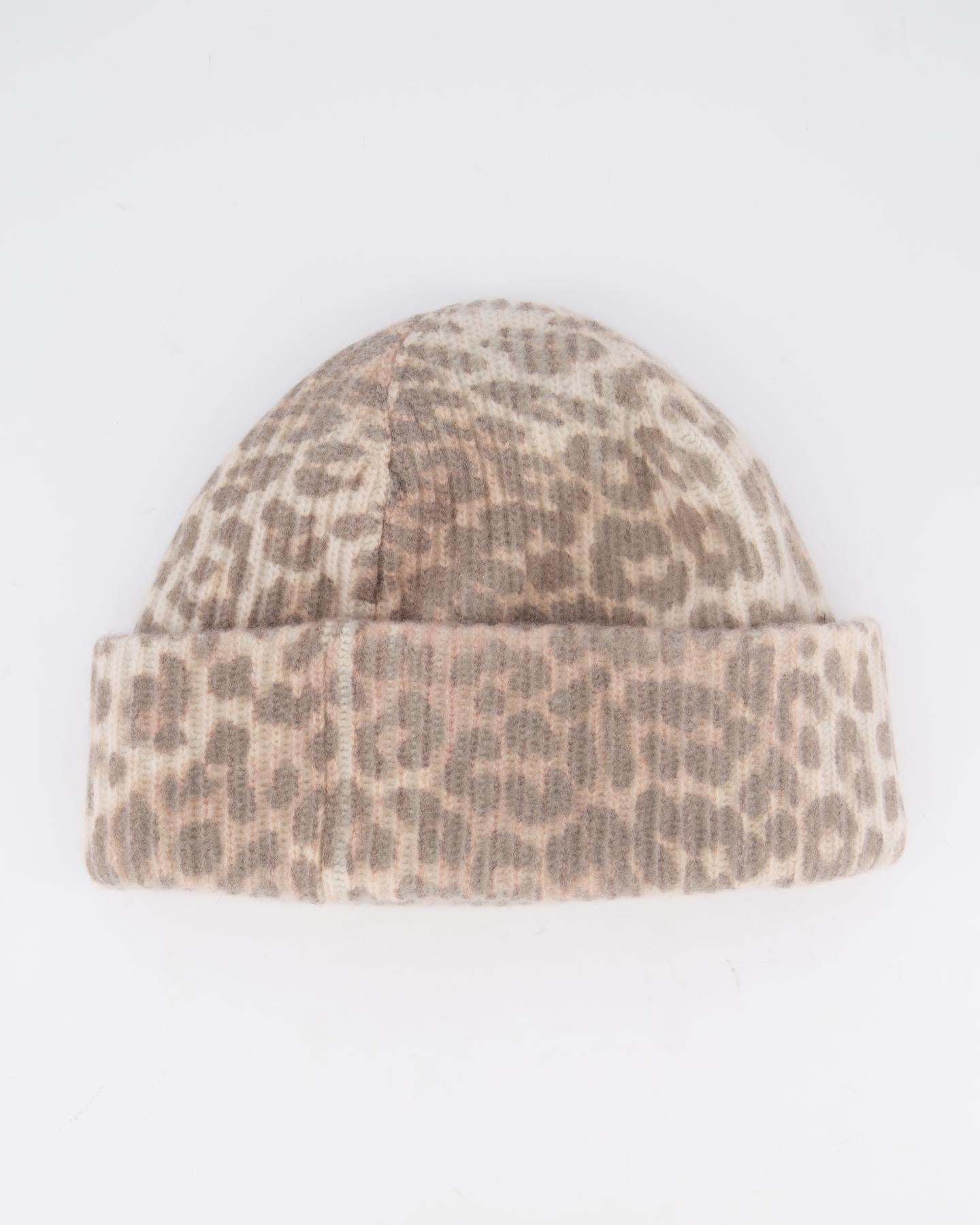Dames Graphic Wool Beanie Beige