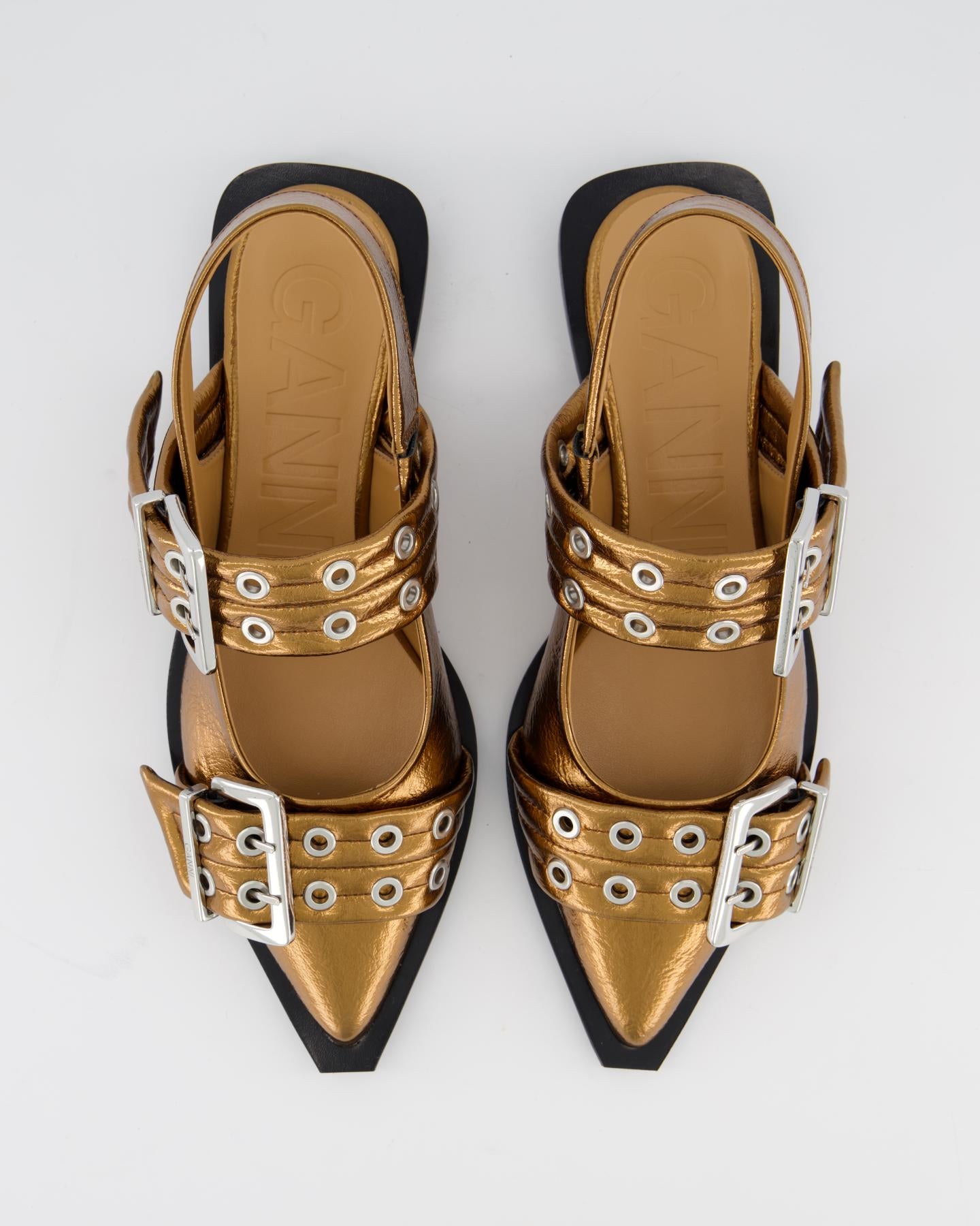 Women's Chunky Buckle Ballerina Bronze