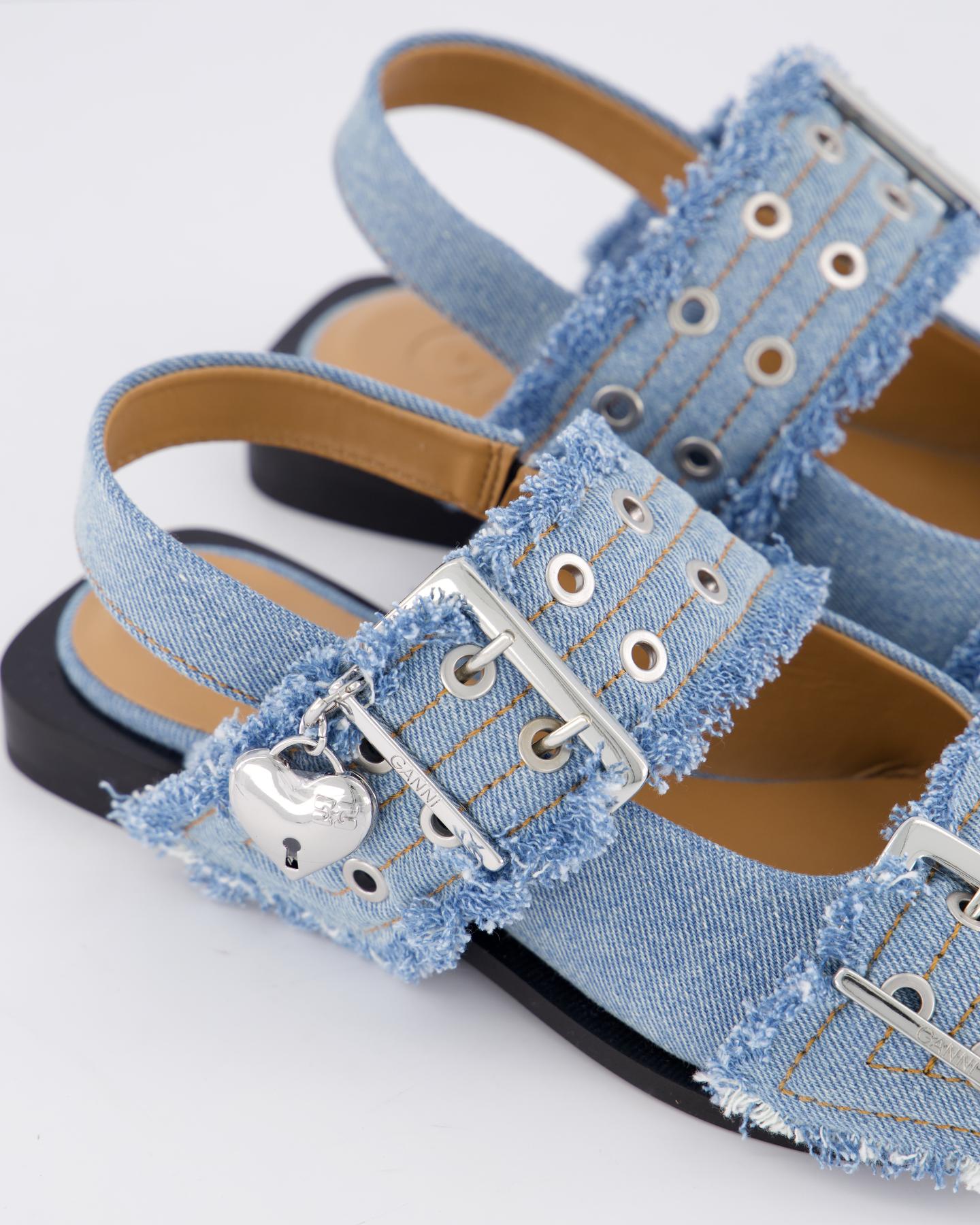 Dames Chunky Buckle Ballerina Blauw