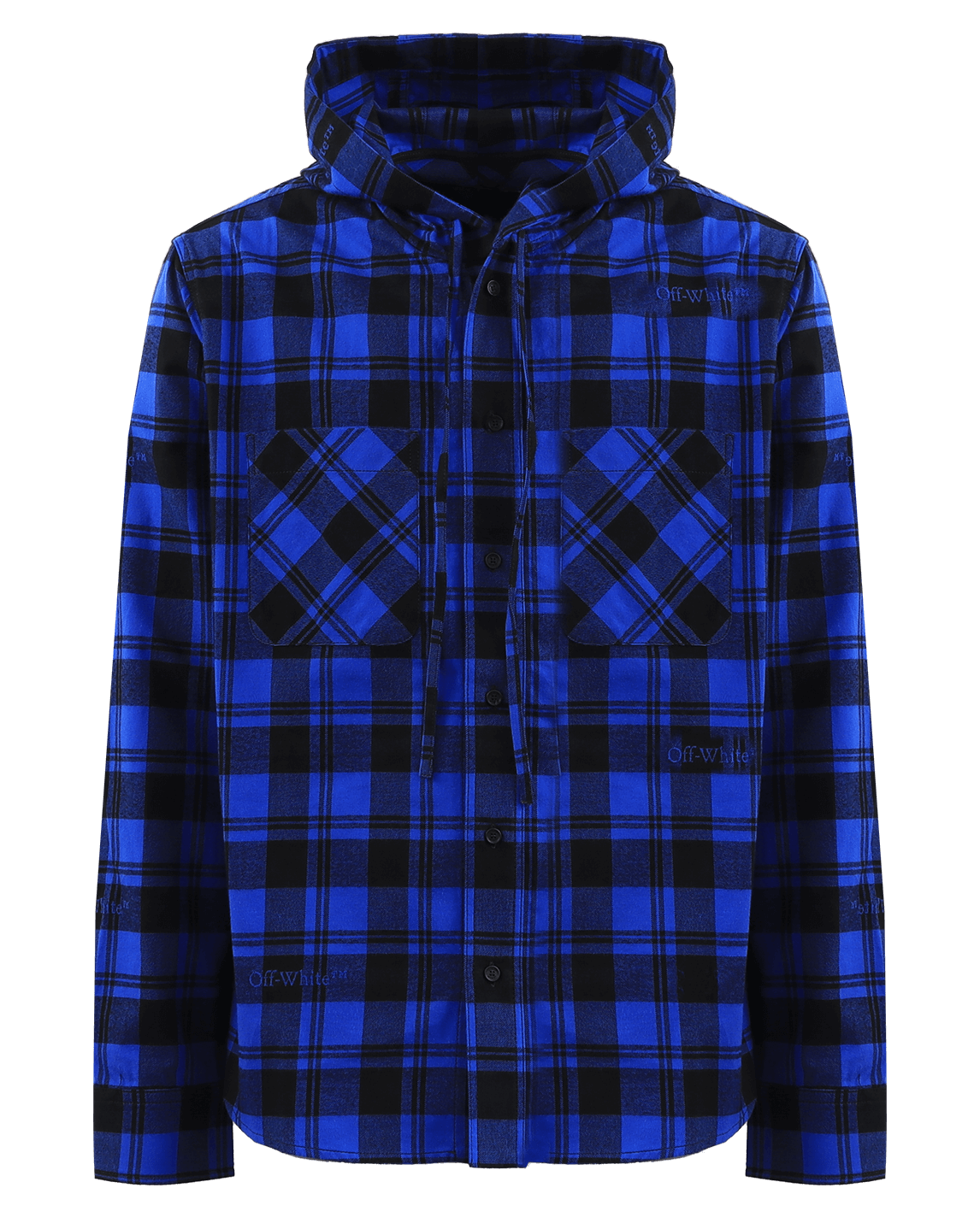 Men Check Flannel Hooded Blue