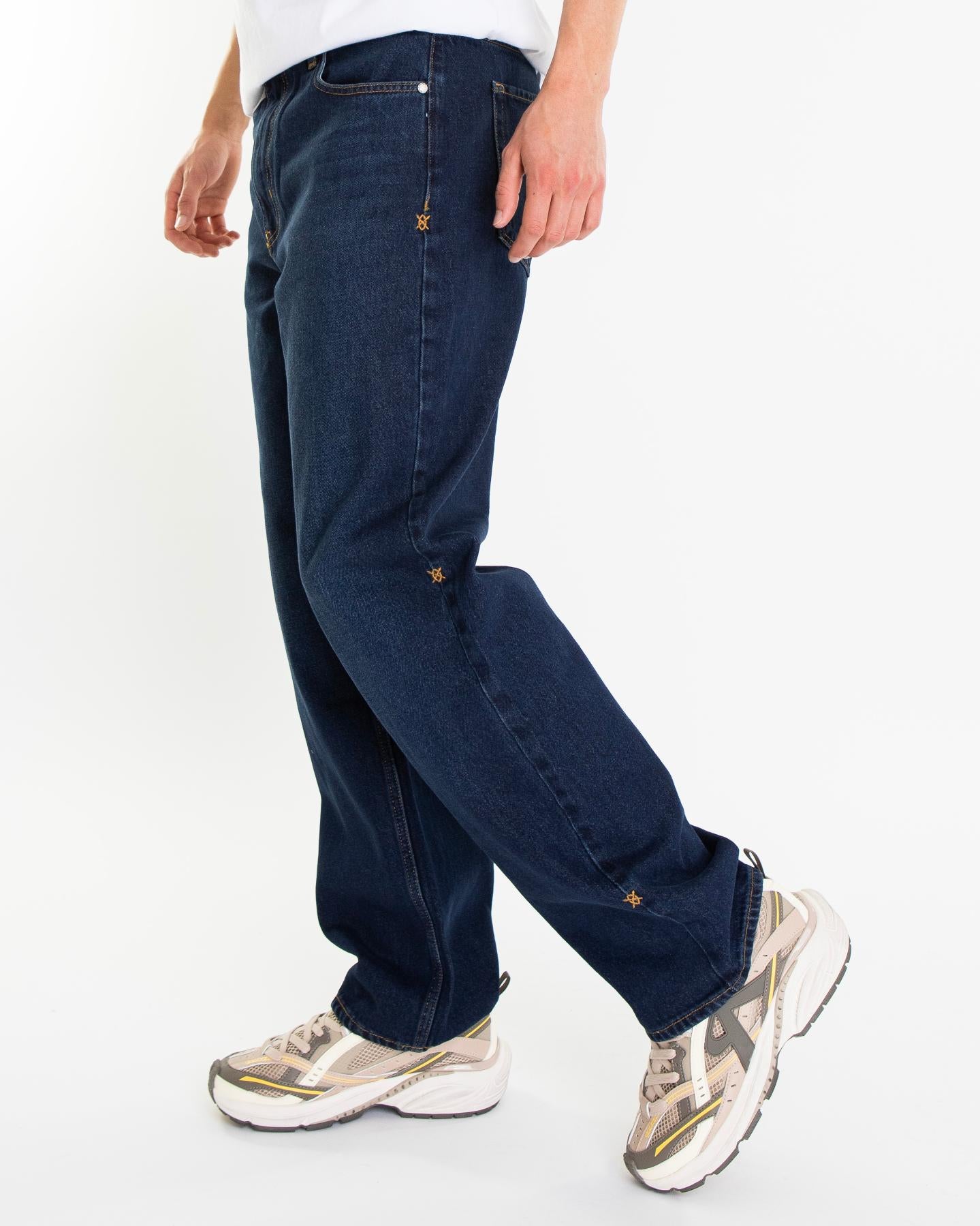 Heren Washed Jeans Blauw