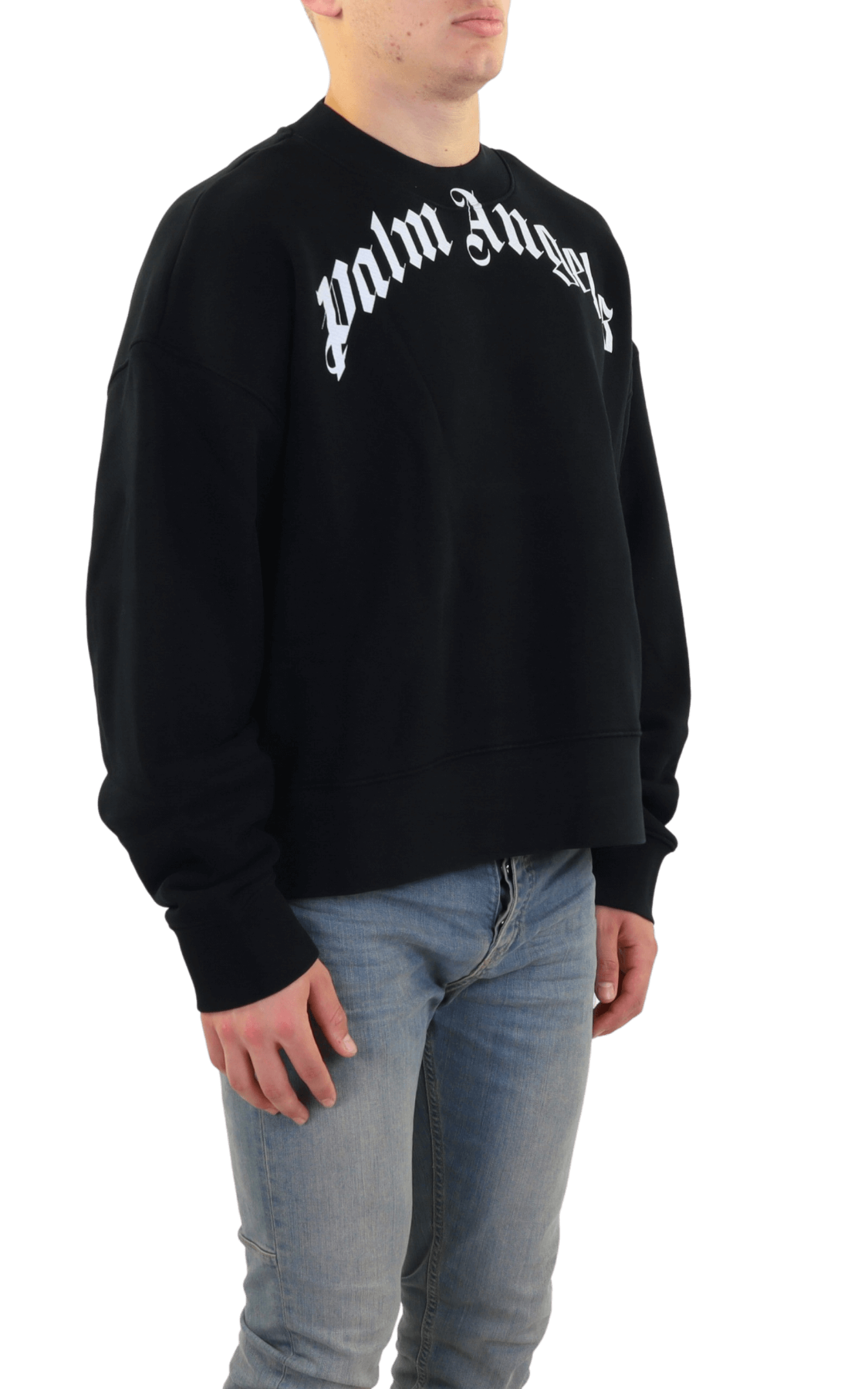 Men Curved Logo Sweater Black